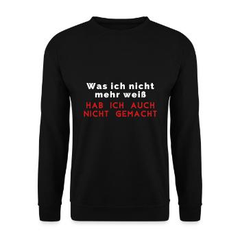 Was ich nicht mehr weiß hab ich auch nicht gemacht - Unisex Pullover - Schwarz - Vorne - Alina (178cm) & Michal (187cm)