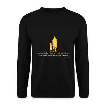 halte die Hände meiner Eltern - Unisex Pullover - Schwarz - Vorne - Alina (178cm) & Michal (187cm)
