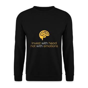 Mit dem Kopf investieren, nicht mit dem Gefühl - Unisex Pullover - Schwarz - Vorne - Alina (178cm) & Michal (187cm)