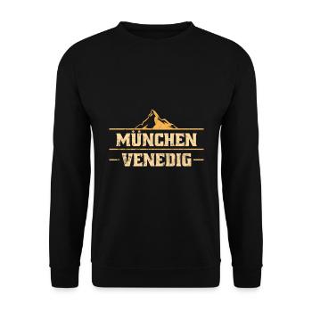 Alpenüberquerung München Venedig Fernwanderweg - Unisex Pullover - Schwarz - Vorne - Alina (178cm) & Michal (187cm)