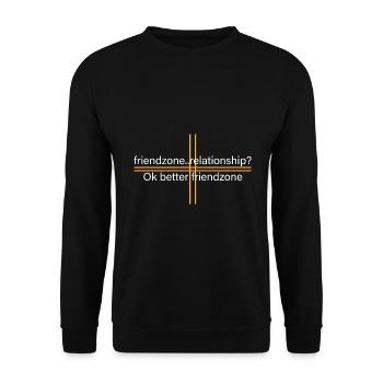 Beziehung? besser Freundschaftszone - Unisex Pullover - Schwarz - Vorne - Alina (178cm) & Michal (187cm)