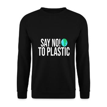 SAY NO TO PLASTIC - Unisex Sweatshirt - black - Front - Alina (178cm) & Michal (187cm)