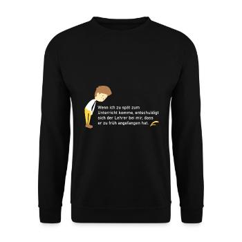 Wenn ich zu spät zum Unterricht - Unisex Pullover - Schwarz - Vorne - Alina (178cm) & Michal (187cm)