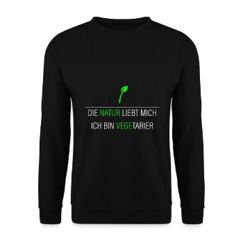 die Natur liebt mich - Vegetarier - Unisex Pullover - Schwarz - Vorne - Alina (178cm) & Michal (187cm)