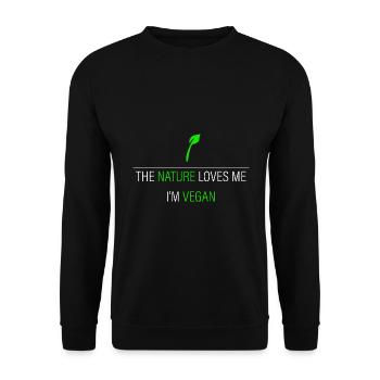 Nature loves me - I'm vegan - Unisex Sweatshirt - black - Front - Alina (178cm) & Michal (187cm)