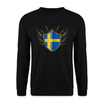 Schweden Flagge Gold Wappen 014 - Unisex Pullover - Schwarz - Vorne - Alina (178cm) & Michal (187cm)