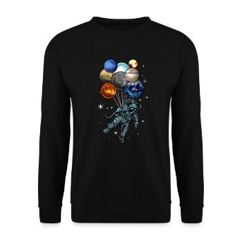 Astronaut Ballons Space Traveler Gift - Unisex Sweatshirt - black - Front - Alina (178cm) & Michal (187cm)