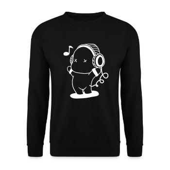 Music Headphone Funny Happy Little Man Tune Gift - Unisex Sweatshirt - black - Front - Alina (178cm) & Michal (187cm)
