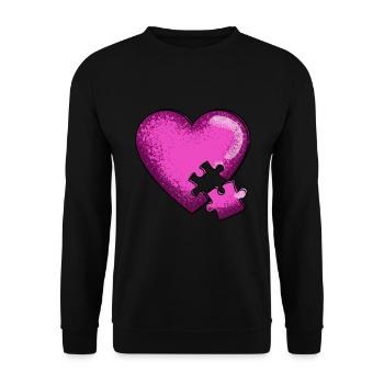 Heart Puzzle Love You Jigsaw Sweet Adore Gift - Unisex Sweatshirt - black - Front - Alina (178cm) & Michal (187cm)