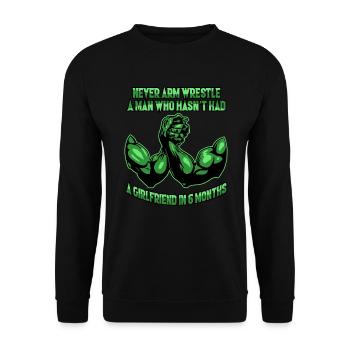 Armwrestling Arm Wrestling Wirst Twisting Gift - Unisex Sweatshirt - black - Front - Alina (178cm) & Michal (187cm)