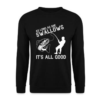 Fishing Angling Fish Fisher Fisherman Angler Gift - Unisex Sweatshirt - black - Front - Alina (178cm) & Michal (187cm)