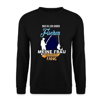 Fishing Angling Fish Fisher Fisherman Angler Gift - Unisex Sweatshirt - black - Front - Alina (178cm) & Michal (187cm)