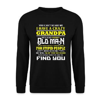 Crazy Grandpa Oldman Google Grandfather Pap Gift - Unisex Sweatshirt - black - Front - Alina (178cm) & Michal (187cm)