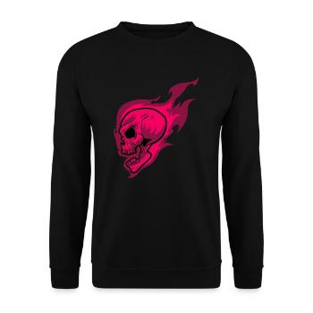 Schädel Feuer menschlicher Kopf Skelett Knochen Knochenmaske Geschenk - Unisex Pullover - Schwarz - Vorne - Alina (178cm) & Michal (187cm)
