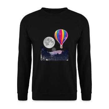 Heißluft-Ballon-Mond-Himmel-Sauerstoff-Ereignis-Party-Geschenk - Unisex Pullover - Schwarz - Vorne - Alina (178cm) & Michal (187cm)