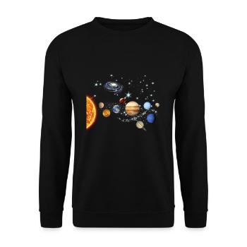 Astronomie Planeten Sterne Mond Sonne Galaxie Weltraum Geschenk - Unisex Pullover - Schwarz - Vorne - Alina (178cm) & Michal (187cm)