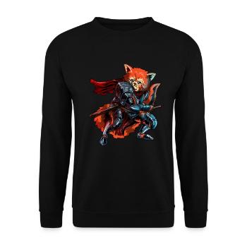 Knight Red Panda Cavalier Sword Noble Warrior Gift - Unisex Sweatshirt - black - Front - Alina (178cm) & Michal (187cm)