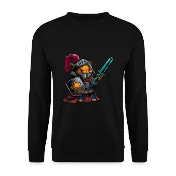 Knight Cat Warrior Shield Sword Cavalier Noble - Unisex Sweatshirt - black - Front - Alina (178cm) & Michal (187cm)