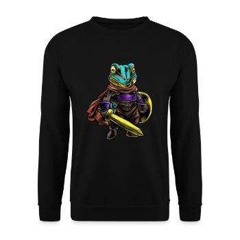 Chevalier Grenouille Bouclier Guerrier Épée Cavalier Cadeau - Sweat-shirt Unisexe - noir - Devant - Alina (178cm) & Michal (187cm)