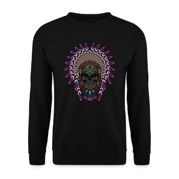Indian Skull Skeleton Gift - Unisex Sweatshirt - black - Front - Alina (178cm) & Michal (187cm)