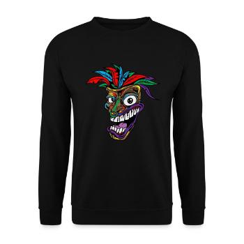 Cannabis Tiki Mask Smoke Hemp Grass Pot Leaf Gift - Unisex Sweatshirt - black - Front - Alina (178cm) & Michal (187cm)
