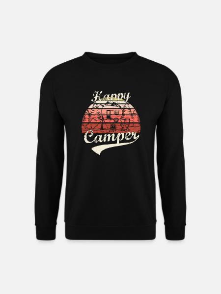 Happy Camper Road Trip Camping Lagerfeuer Geschenk - Unisex Pullover - Schwarz