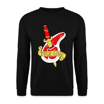 meat love - Unisex Sweatshirt - black - Front - Alina (178cm) & Michal (187cm)