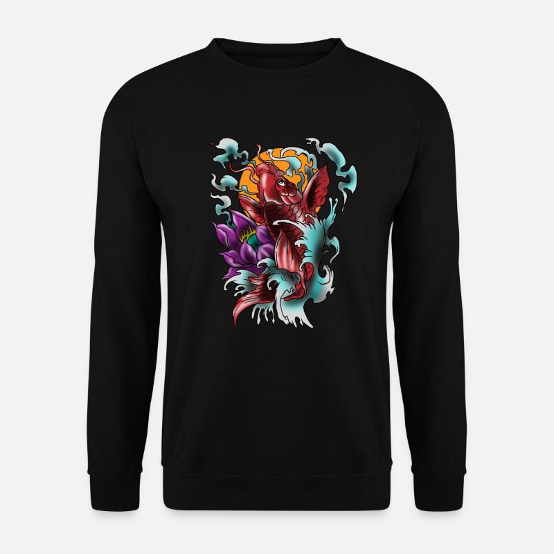 Koi Fische kühle japanische Tätowierungs-Japan-Karpfen-Geschenk-Idee - Unisex Pullover - Schwarz