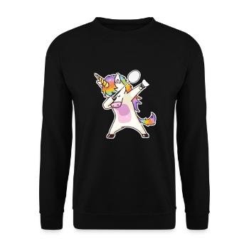 Badminton Unicorn Shuttlecock Racket Games Cadeau - Sweat-shirt Unisexe - noir - Devant - Alina (178cm) & Michal (187cm)
