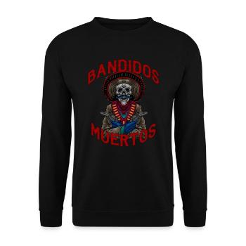 Mexikaner Bandidos Muertos lateinisches Cholos Mexi Geschenk - Unisex Pullover - Schwarz - Vorne - Alina (178cm) & Michal (187cm)