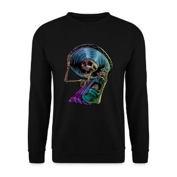 Mexikanisches Skelett Latein Latinos Cholos Mexiko Geschenk - Unisex Pullover - Schwarz - Vorne - Alina (178cm) & Michal (187cm)
