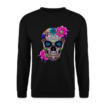 Sugar Skull Day Of The Dead Gift - Unisex Sweatshirt - black - Front - Alina (178cm) & Michal (187cm)