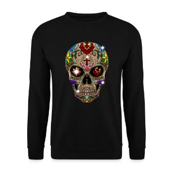 Zucker Schädel Tag der Toten Geschenk - Unisex Pullover - Schwarz - Vorne - Alina (178cm) & Michal (187cm)
