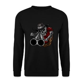 Cowboy Skull Gun Skeleton Bones Face Head Gift - Sweat-shirt Unisexe - noir - Devant - Alina (178cm) & Michal (187cm)