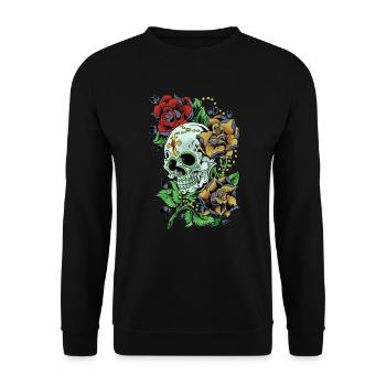 Zucker Schädel Tag der Toten Geschenk - Unisex Pullover - Schwarz - Vorne - Alina (178cm) & Michal (187cm)