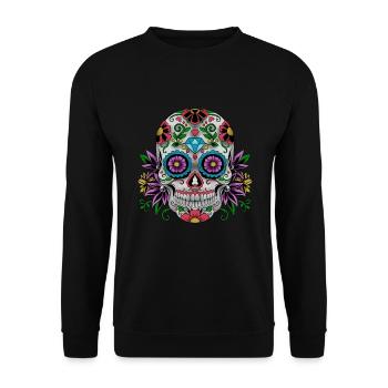 Zucker Schädel Tag der Toten Geschenk - Unisex Pullover - Schwarz - Vorne - Alina (178cm) & Michal (187cm)