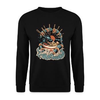 Sushi Dragon japanische Fisch Essen asiatische Sushi Geschenk - Unisex Pullover - Schwarz - Vorne - Alina (178cm) & Michal (187cm)