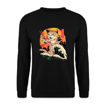 Sushi Cat Japonais Fish Food Asian Sushi Cadeau - Sweat-shirt Unisexe - noir - Devant - Alina (178cm) & Michal (187cm)