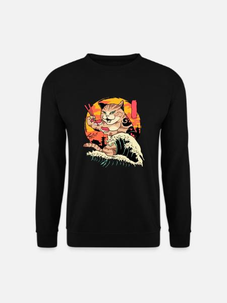 Sushi Cat Japonais Fish Food Asian Sushi Cadeau - Sweat-shirt Unisexe - noir