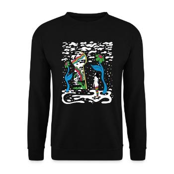 Psychedelic Hippie Trippy Colorful Festival Gift - Unisex Sweatshirt - black - Front - Alina (178cm) & Michal (187cm)