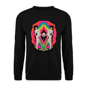 Psychedelic Hippie Trippy Colorful Festival Gift - Unisex Sweatshirt - black - Front - Alina (178cm) & Michal (187cm)
