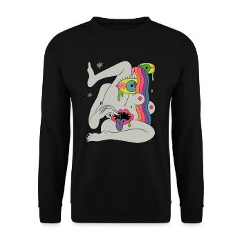 Psychedelic Hippie Trippy Colorful Festival Gift - Unisex Sweatshirt - black - Front - Alina (178cm) & Michal (187cm)