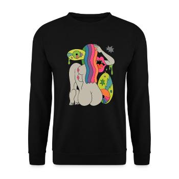 Psychedelic Hippie Trippy Colorful Festival Gift - Unisex Sweatshirt - black - Front - Alina (178cm) & Michal (187cm)