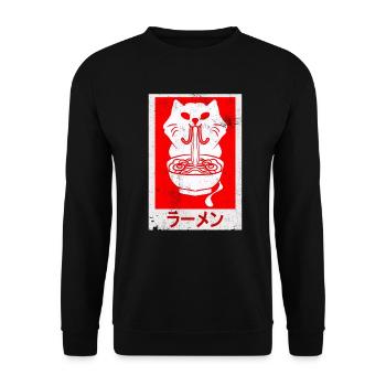 Ramen Cat Japanese Noodle Soup Asian Food Gift - Unisex Sweatshirt - black - Front - Alina (178cm) & Michal (187cm)