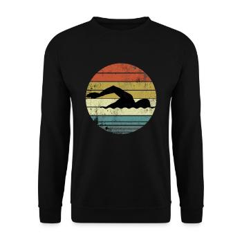 Swim Swimming Summer Retro Gift - Unisex Sweatshirt - black - Front - Alina (178cm) & Michal (187cm)