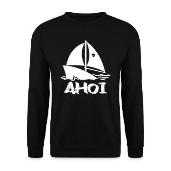 Sailboat Ahoi maritim - Unisex Sweatshirt - black - Front - Alina (178cm) & Michal (187cm)