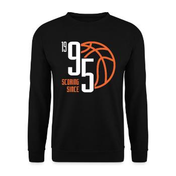 28. Geburtstag Basketball 28 Jahre Jahrgang 1995 - Unisex Pullover - Schwarz - Vorne - Alina (178cm) & Michal (187cm)