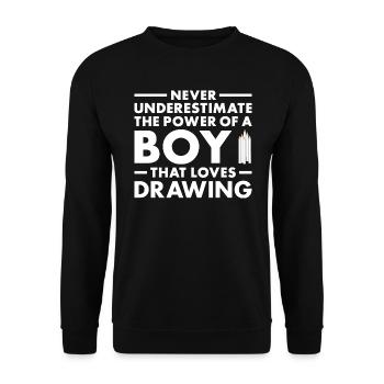 Drawer Never Underestimate The Power Of A Boy - Unisex Sweatshirt - black - Front - Alina (178cm) & Michal (187cm)