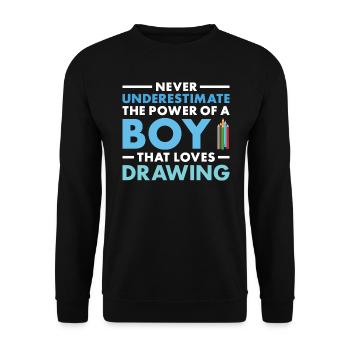 Drawer Never Underestimate The Power Of A Boy - Unisex Sweatshirt - black - Front - Alina (178cm) & Michal (187cm)