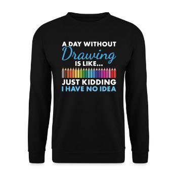 Tiroir Un jour sans dessin - Sweat-shirt Unisexe - noir - Devant - Alina (178cm) & Michal (187cm)